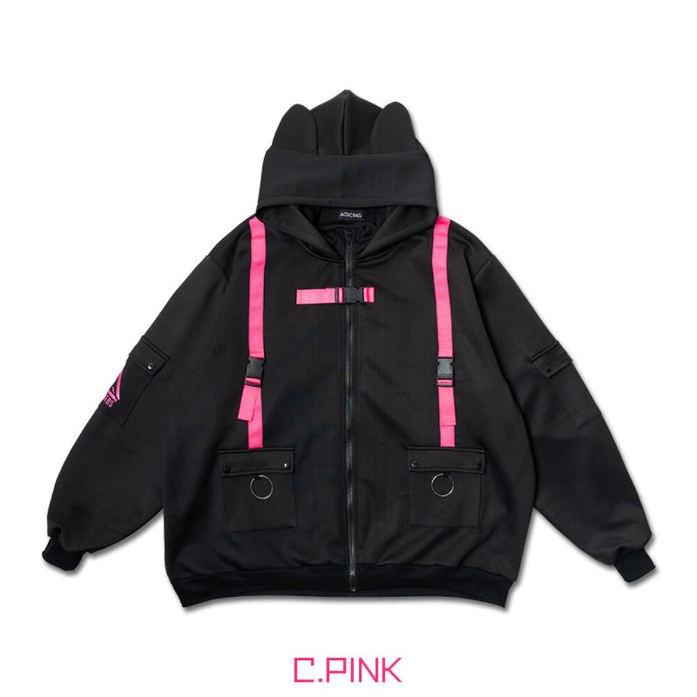 ACDC RAG Uzurai Cyberpunk Tech Oversized Black Pink Jacket